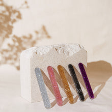 Load image into Gallery viewer, Gold Glitter Crystal Nail File (2-in-1 File &amp; Buff)
